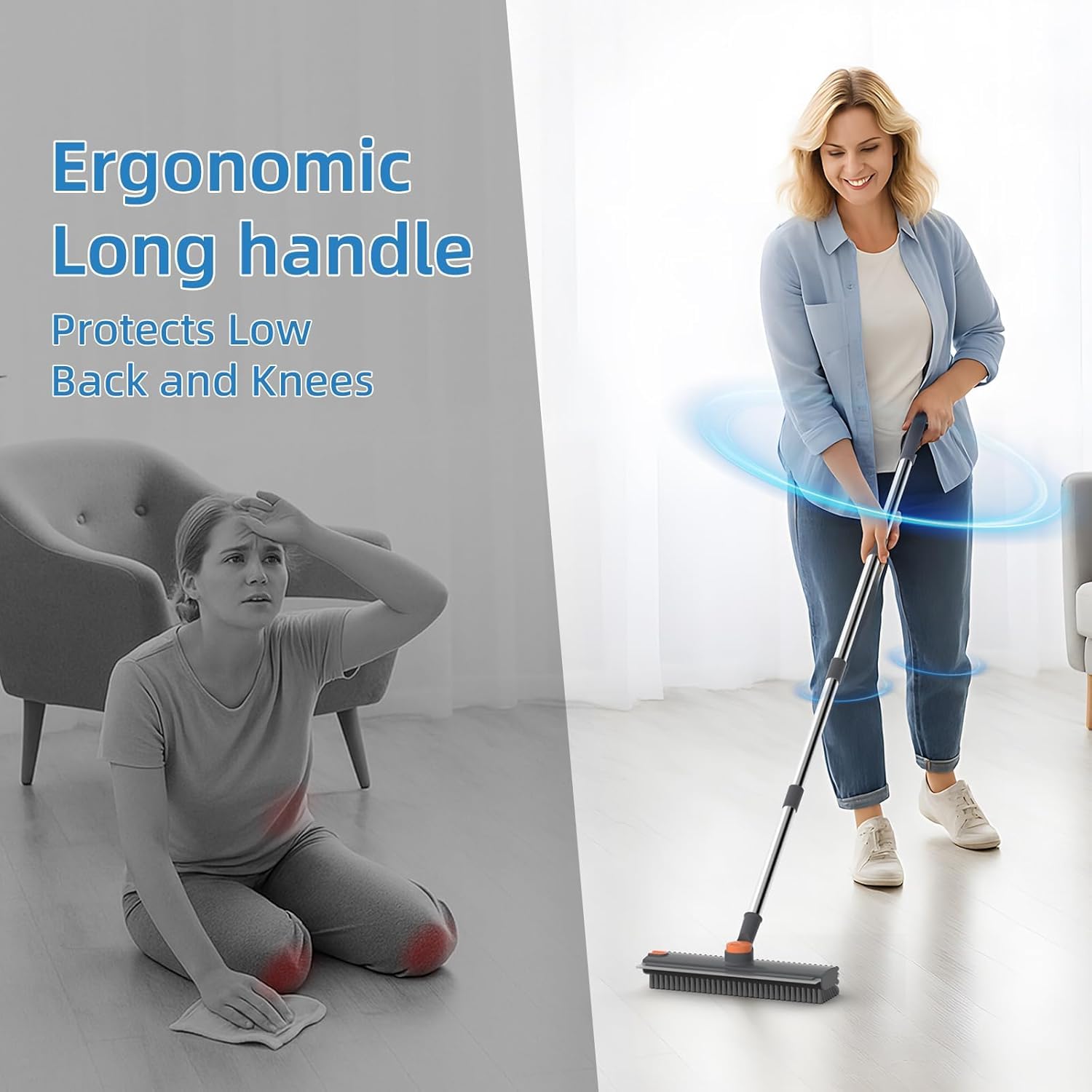 3 in 1 Bathroom Cleaning Brush with Wiper - Heavy Duty