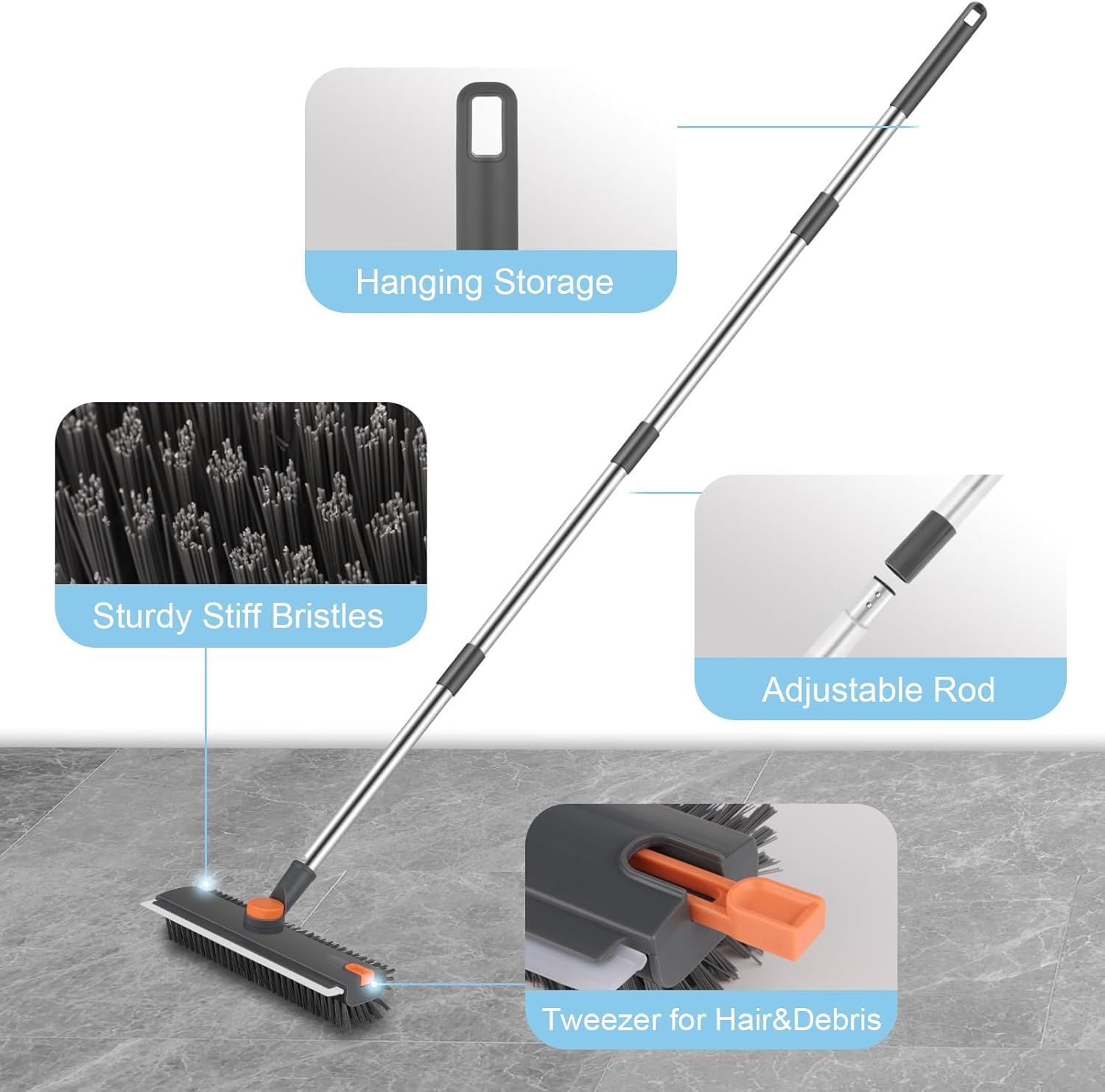 3 in 1 Bathroom Cleaning Brush with Wiper - Heavy Duty