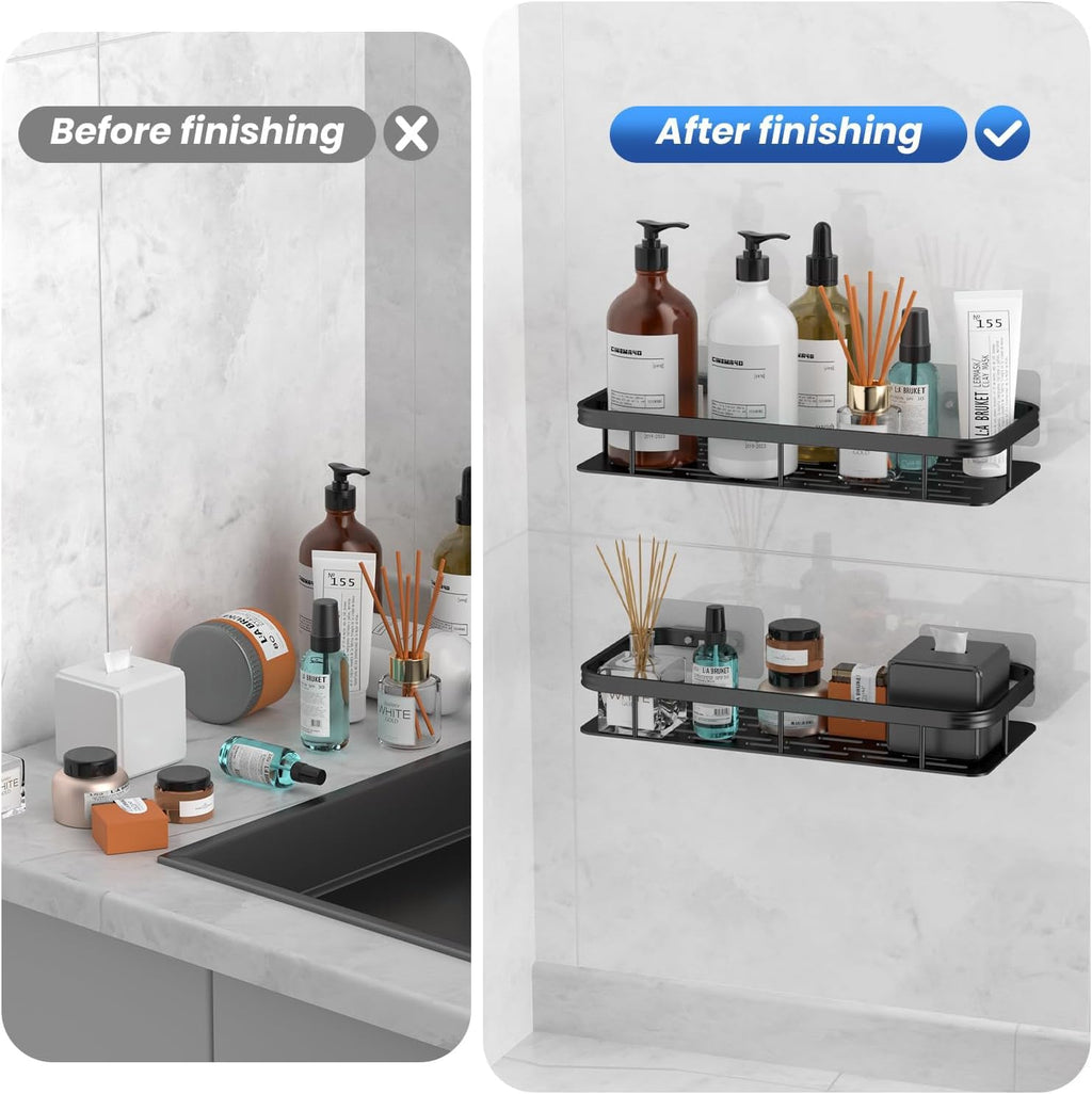 2 Pcs Aluminium Bathroom Wall Shelf Organiser