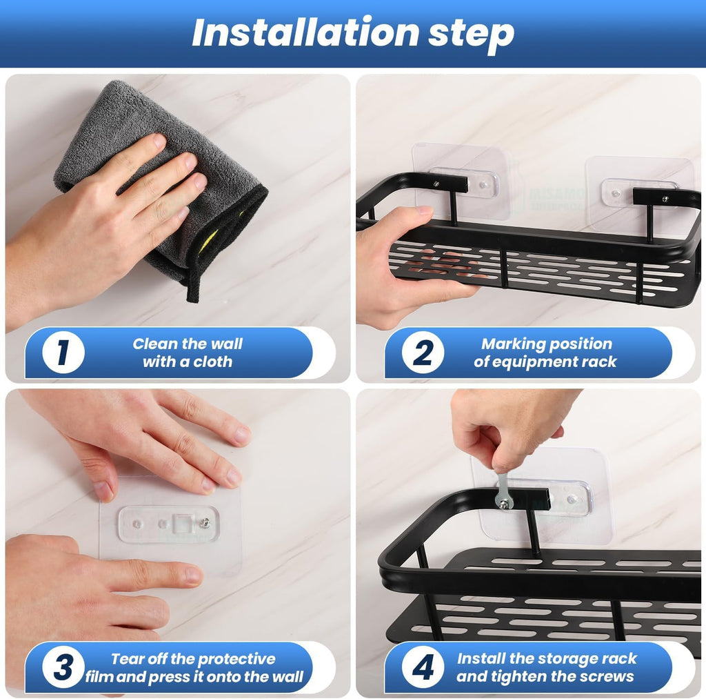 2 Pcs Aluminium Bathroom Wall Shelf Organiser