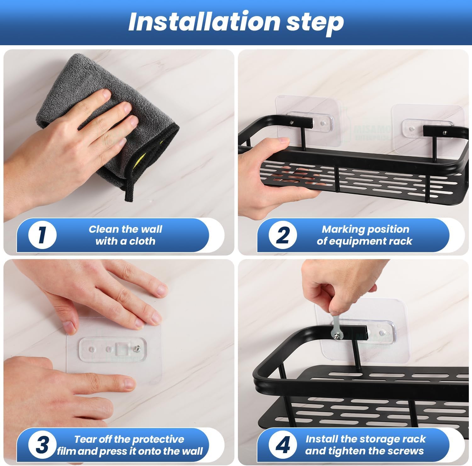 2 Pcs Aluminium Bathroom Wall Shelf Organiser