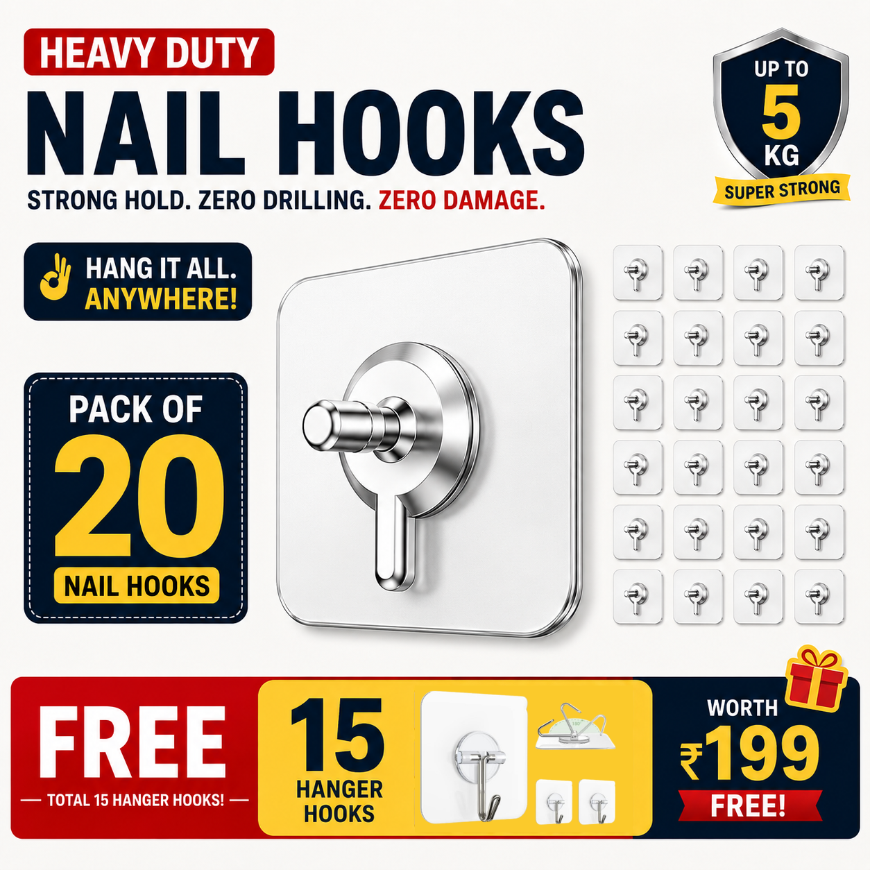 Heavy Duty Nail Hooks Sticker